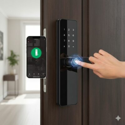 Fechadura Digital WiFi Aluminium Premium Tuya PandaPlus Biométrica Digital