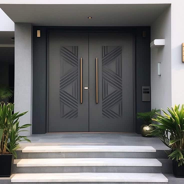 Modern and minimalist double entrance door