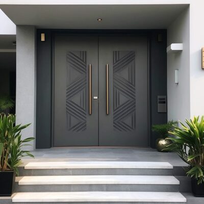 Modern and minimalist double entrance door