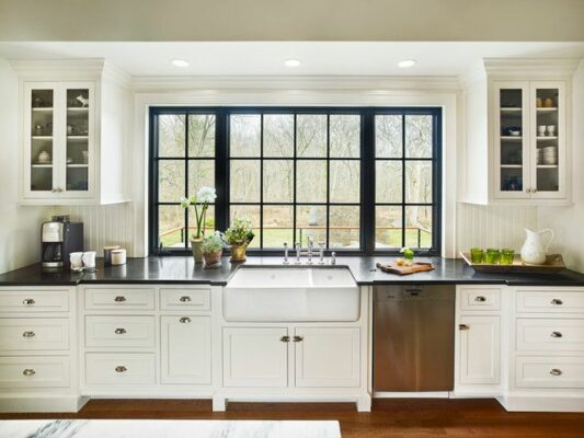 Plastic window in the kitchen.